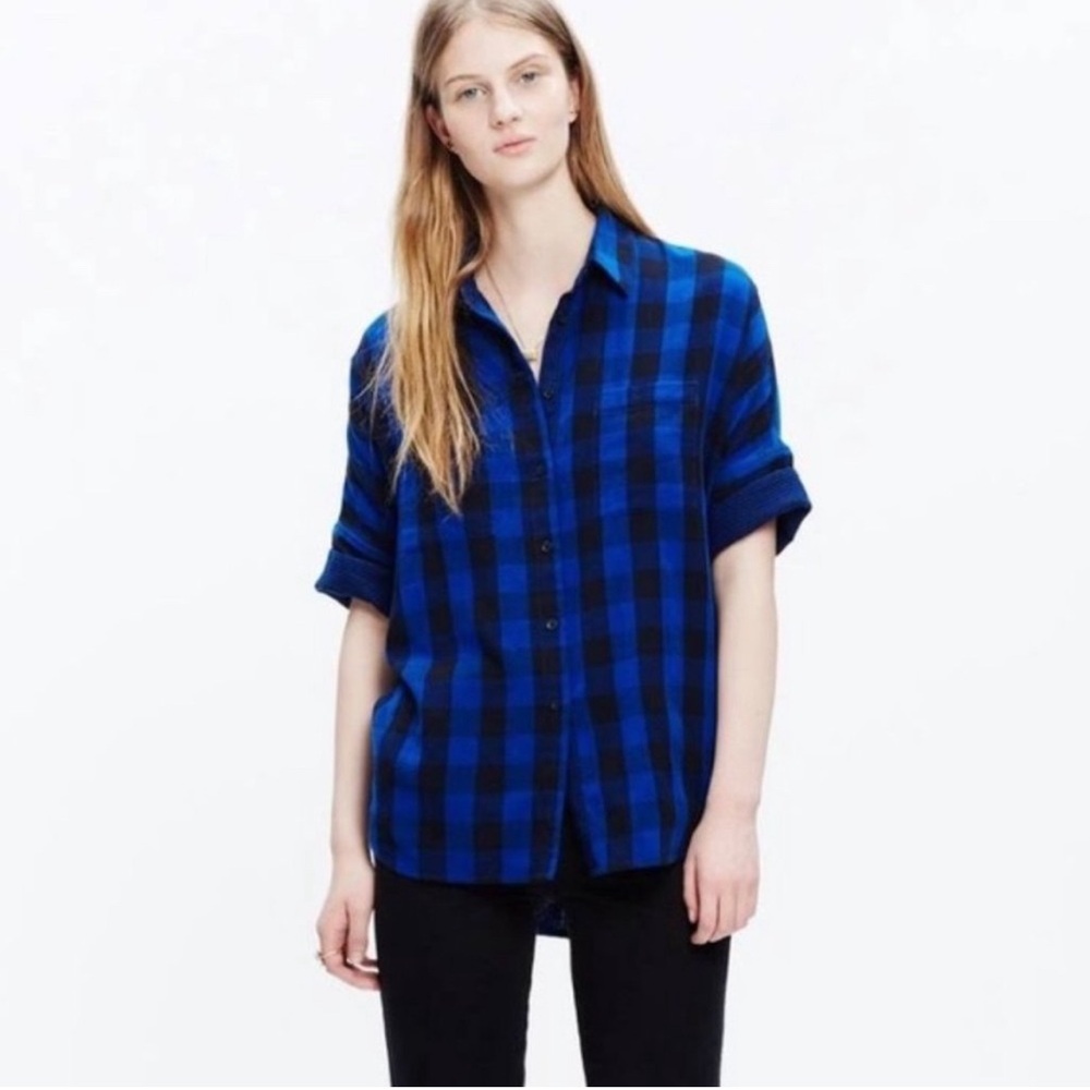 Madewell Blue Buffalo Check Courier Shirt Size M